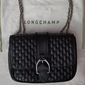 Longchamp Amazone Matelasse Quilted Shoulder Crossbody Bag, Black